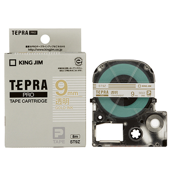 キングジム テプラ PRO テープカートリッジ 9mm 透明/金文字 ST9Z 1個