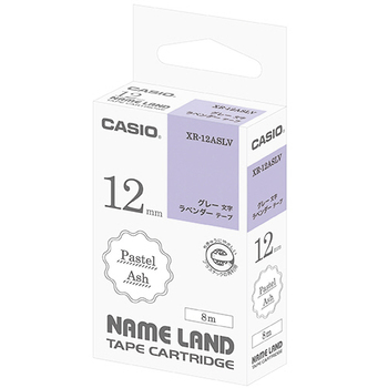 カシオ NAME LAND パステルアッシュテープ 12mm ラベンダー/グレー文字 XR-12ASLV 1個