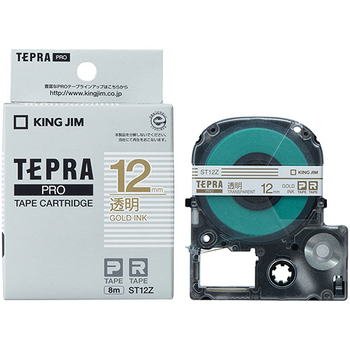 キングジム テプラ PRO テープカートリッジ 12mm 透明/金文字 ST12Z 1個