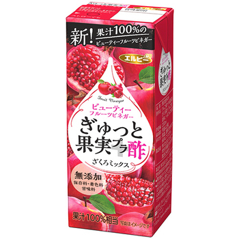 エルビー ぎゅっと果実+酢 ざくろミックス 200ml 紙パック 1ケース(24本)