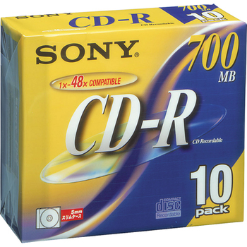 ソニー データ用CD-R 700MB 48倍速 ブランドシルバー 5mmスリムケース 10CDQ80DNS 1パック(10枚)