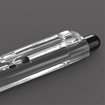 TANOSEE ノック式油性ボールペン 0.7mm 黒 (軸色:クリア) 1パック(10本)