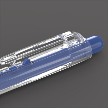 TANOSEE ノック式油性ボールペン 0.7mm 青 (軸色:クリア) 1パック(10本)